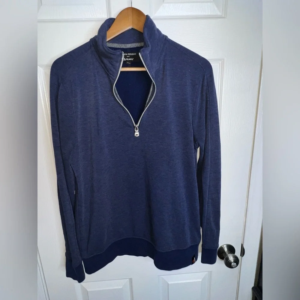 Banana Republic Men’s Medium Polartec 1/4 Zip Long Sleeve Pullover Navy Blue M
